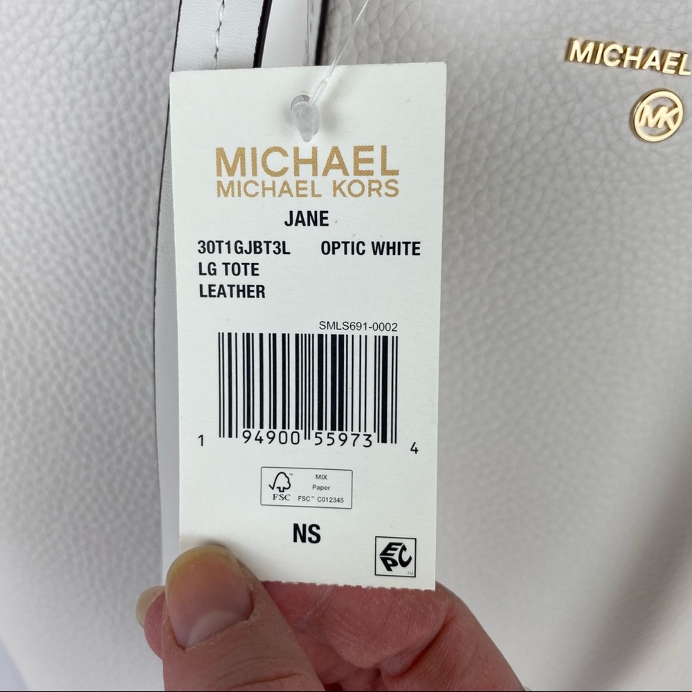 NWT Michael Kors Jane Pebble Leather Large Tote And Wallet Optic White - Picture 9 of 11